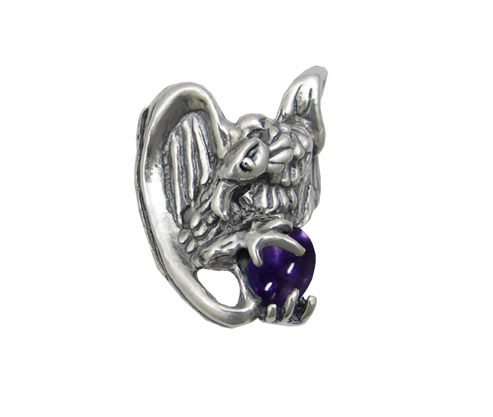 Sterling Silver Heavy Weight Vulture Ring With Iolite Size 15 Sterling Silver Heavy Weight Vulture Ring With Iolite Size 15